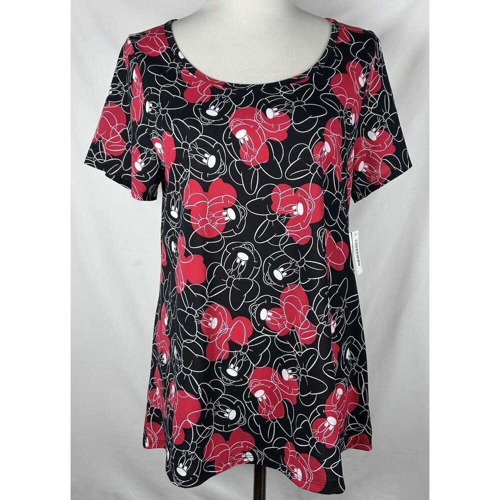 NWT LuLaRoe Disney Classic Tee Womens L Minnie Mouse Red Black Short Sleeve Top